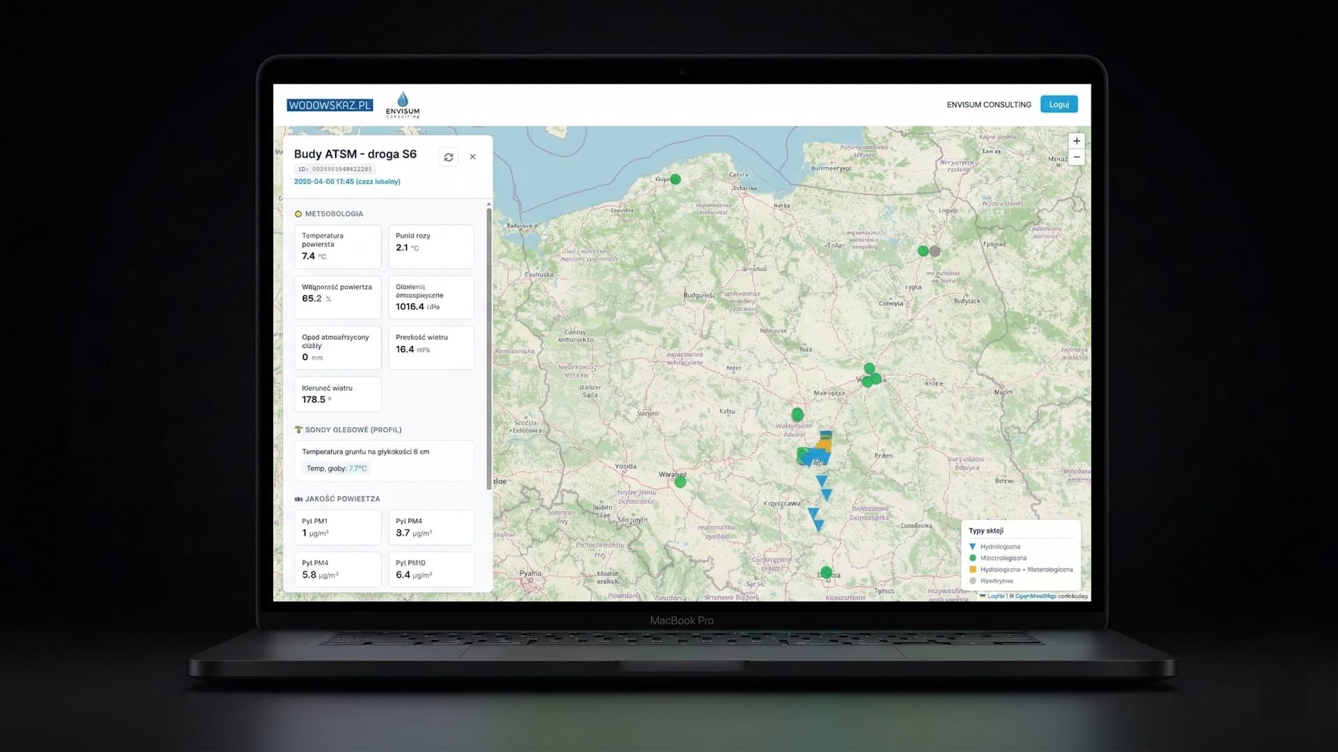 Interactive map dashboard with station popup